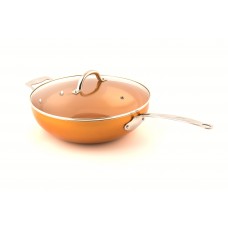 Master Pan Original Copper Pan Non-Stick Wok with Lid, 12” BSTE1009